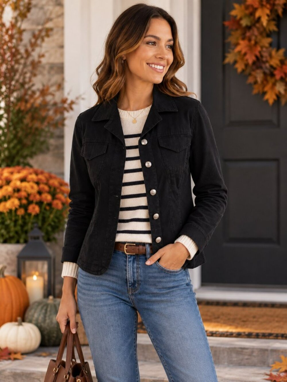 Black Stretch Denim Jean Jacket – Petite Medium